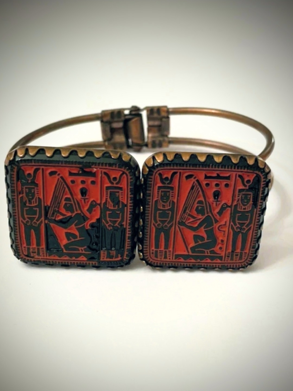 Rare: Egyptian Collection** Handmade**Bronze**Motif Cuff Bracelet  Vintage. M/W.